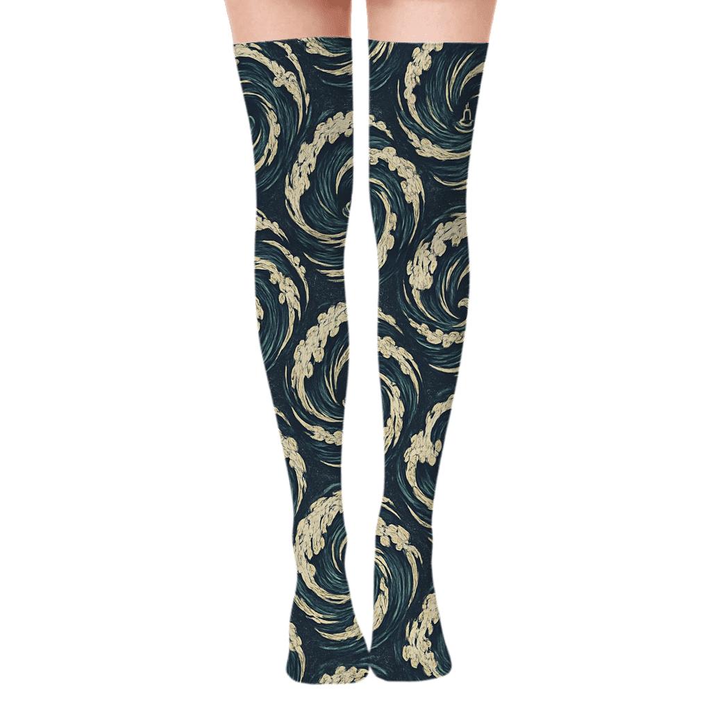 Storm Swell Whirlpool Rosette Tiling premium cozy over-the-knee socks