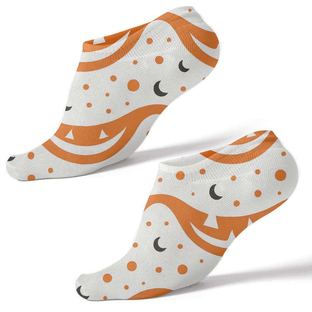 Jack O Lantern Smile Wave Stripe On White Background comfortable cotton ankle socks