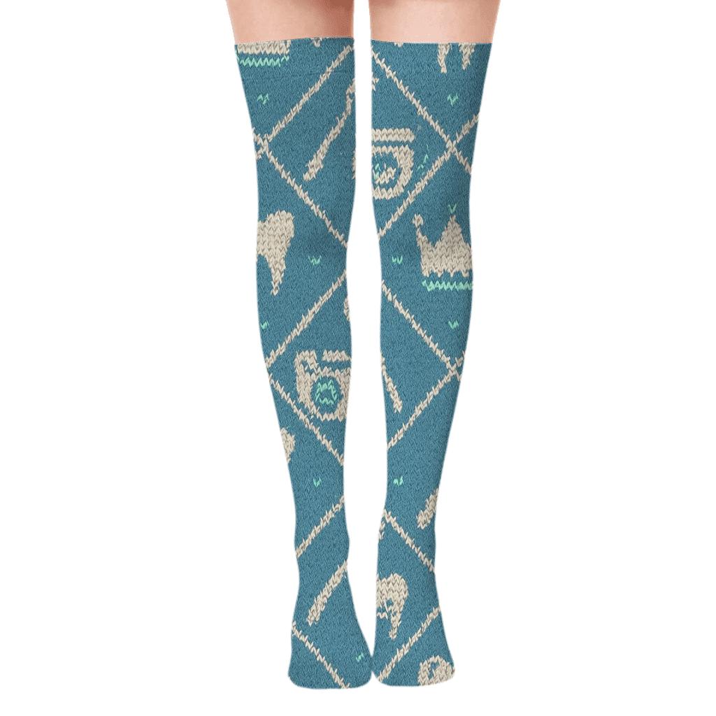 Knitted Dentist Tool Lattice custom over-the-knee socks