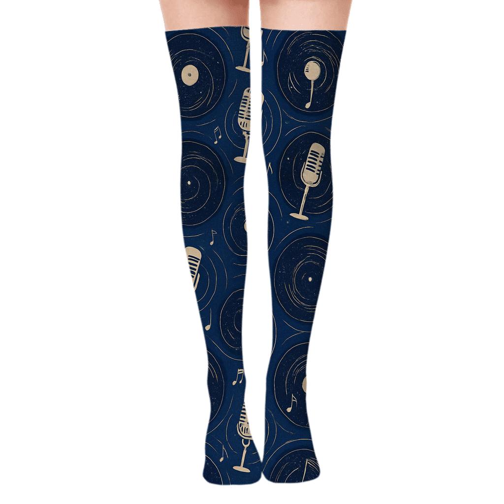 Musician Vinyl Constellation Tessellation premium cozy over-the-knee socks