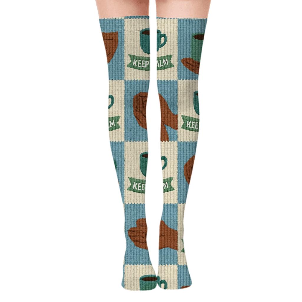 Counselor-Knitted Supportive Hands Checkerboard personalized over-the-knee socks