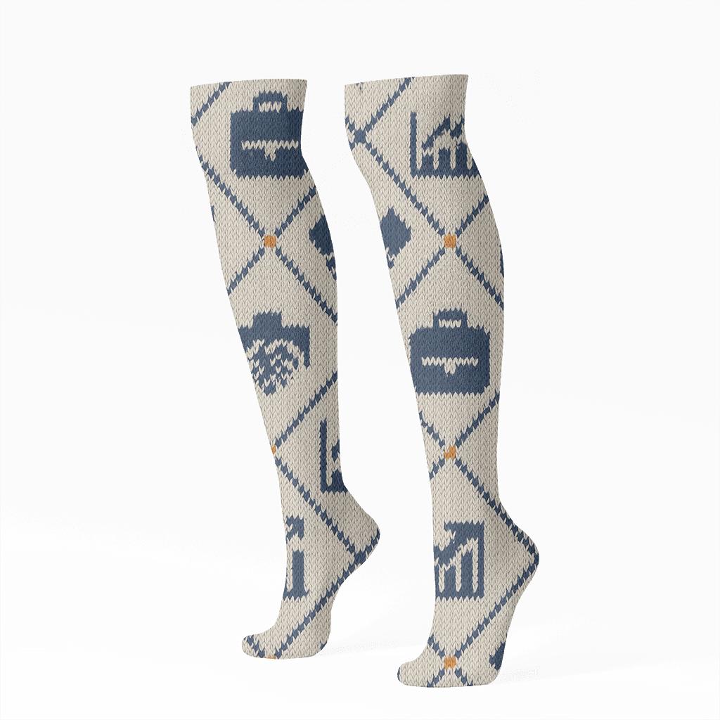 Salesperson Knit Chart Lattice stylish athletic knee-high socks