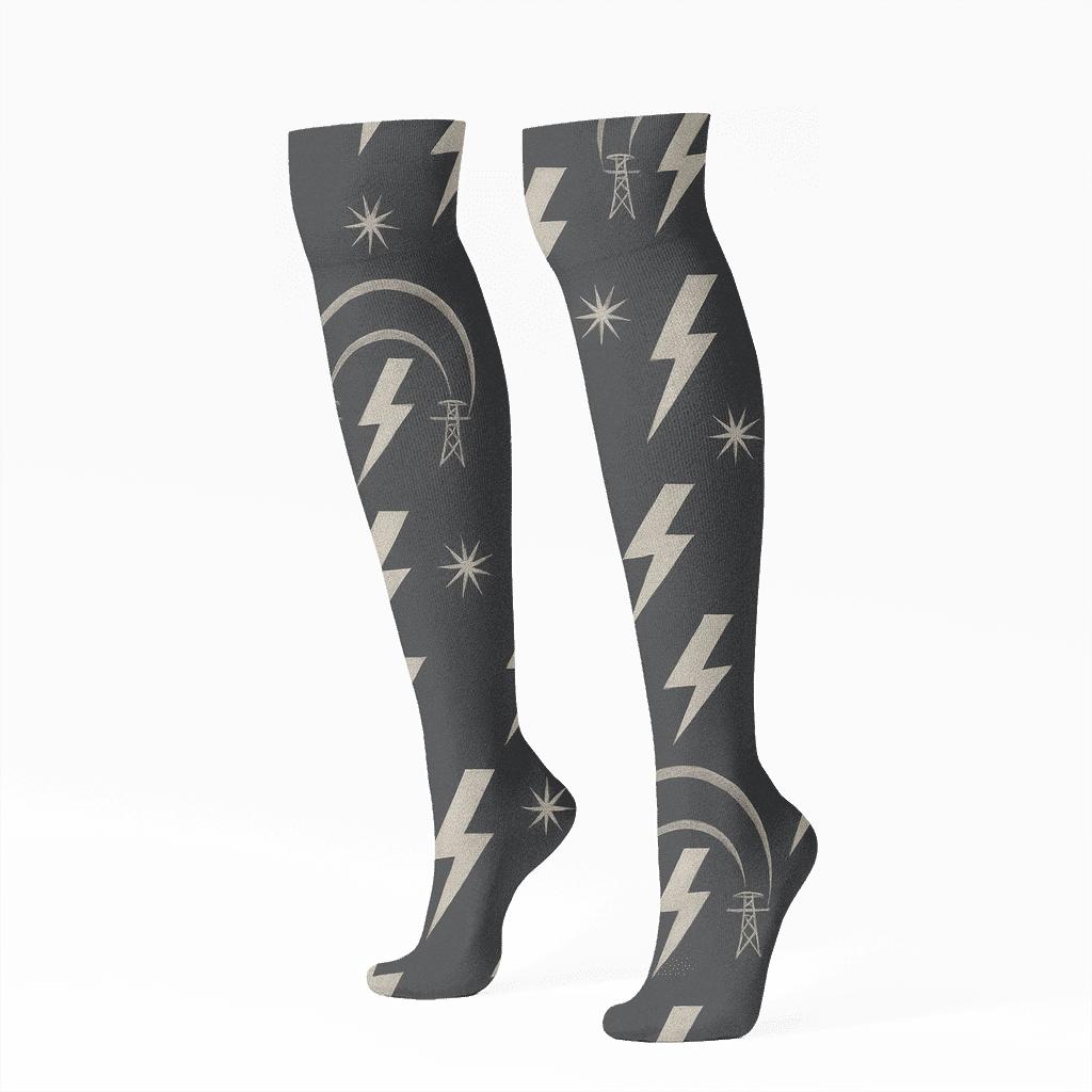 Vintage Voltage Poster Tile premium sports knee-high socks
