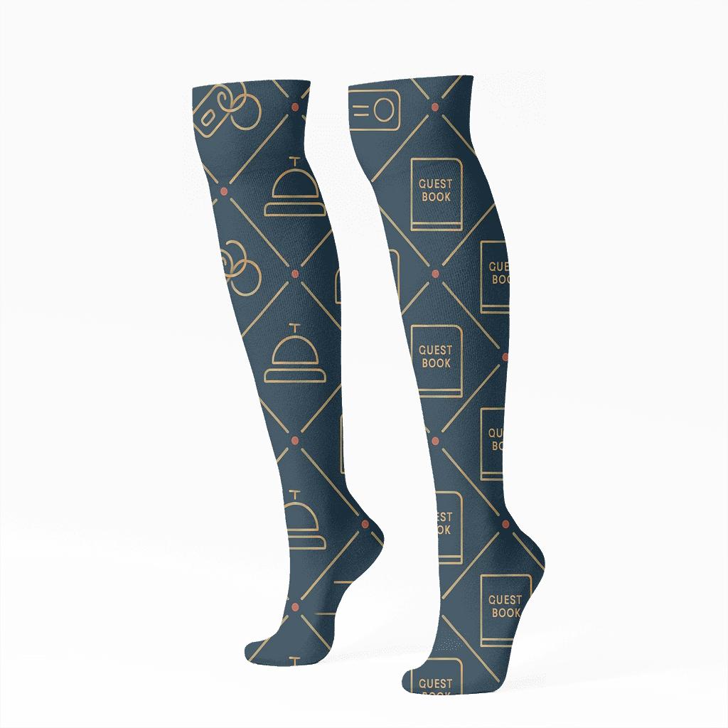 Lobby Key Card Lattice With Hotel Receptionist Charm unique graphic knee-high socks
