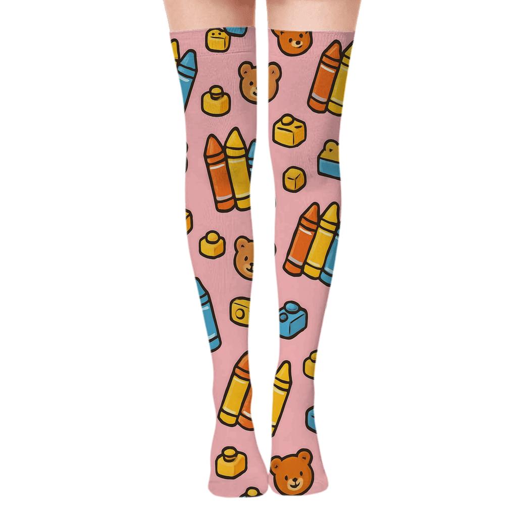 Crayon Constellation Tiles For Childcare Worker soft everyday over-the-knee socks