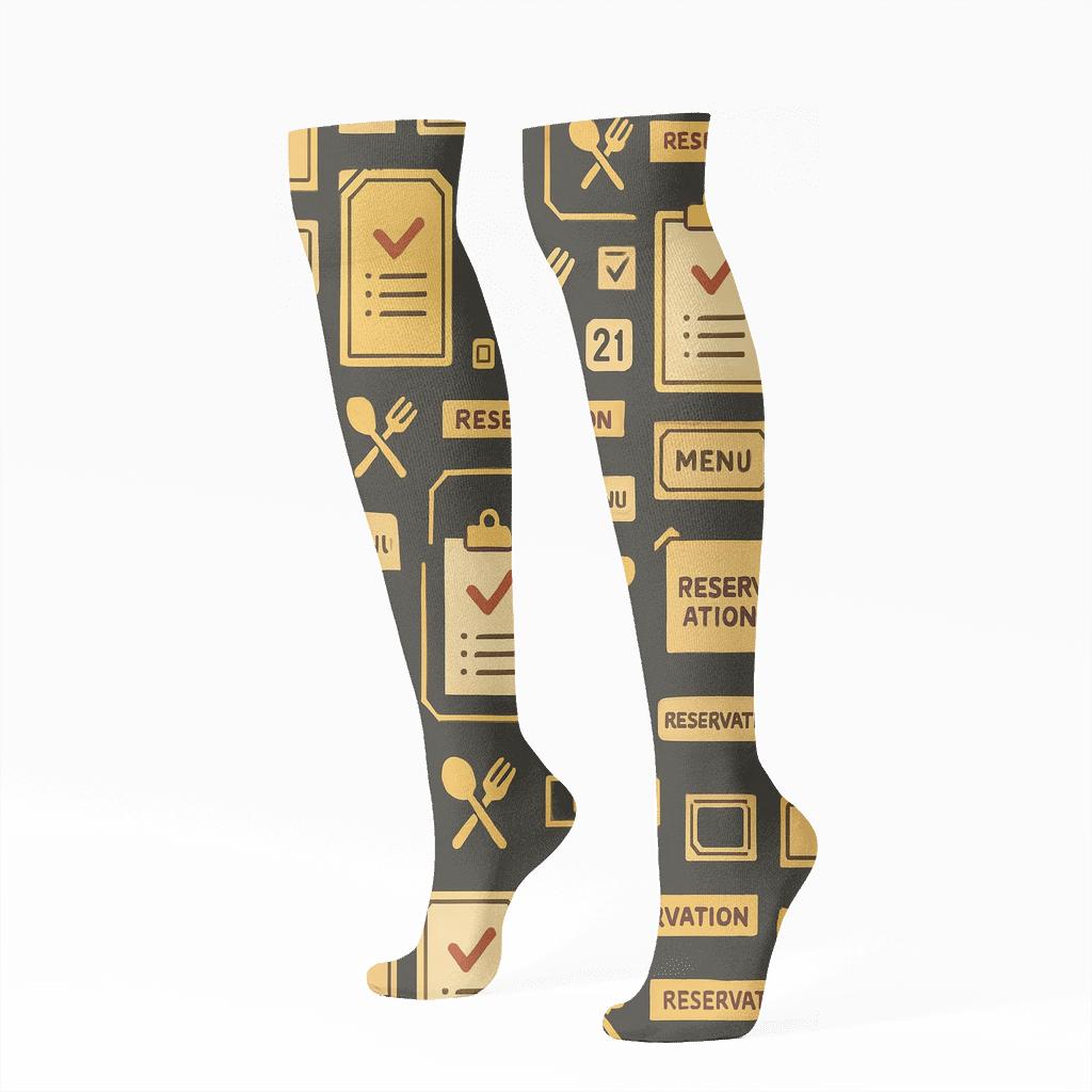 Cutlery Ledger Tiles For Restaurant Manager custom knee-high socks