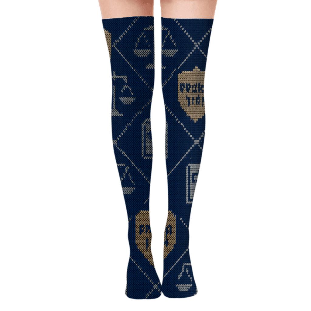 Knitted Tessellation Grid With Probation Officer Badges comfortable cotton over-the-knee socks