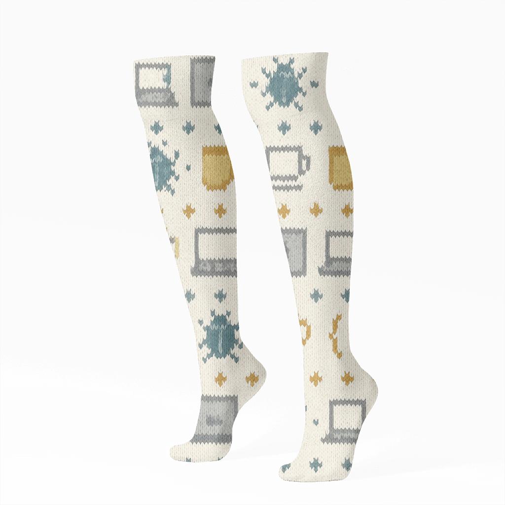 Knitted Debugging Rhythm, Software Developer Edition personalized knee-high socks