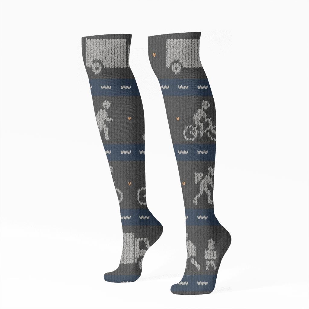 Delivery Driver Knitted Road Marking Bands unique graphic knee-high socks