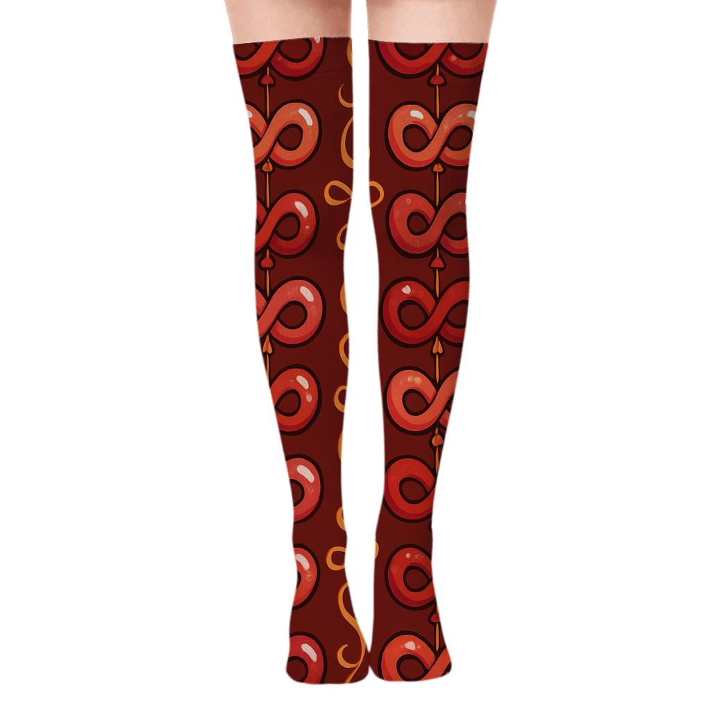 Mirrored Pair Design With Valentine Infinity Heart Balloons premium cozy over-the-knee socks
