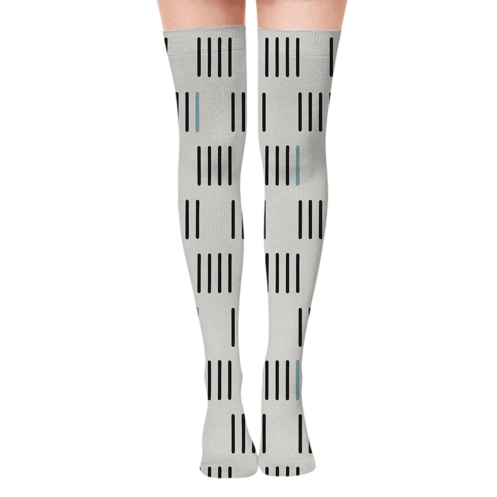Thin Bar Code Drift comfortable cotton over-the-knee socks