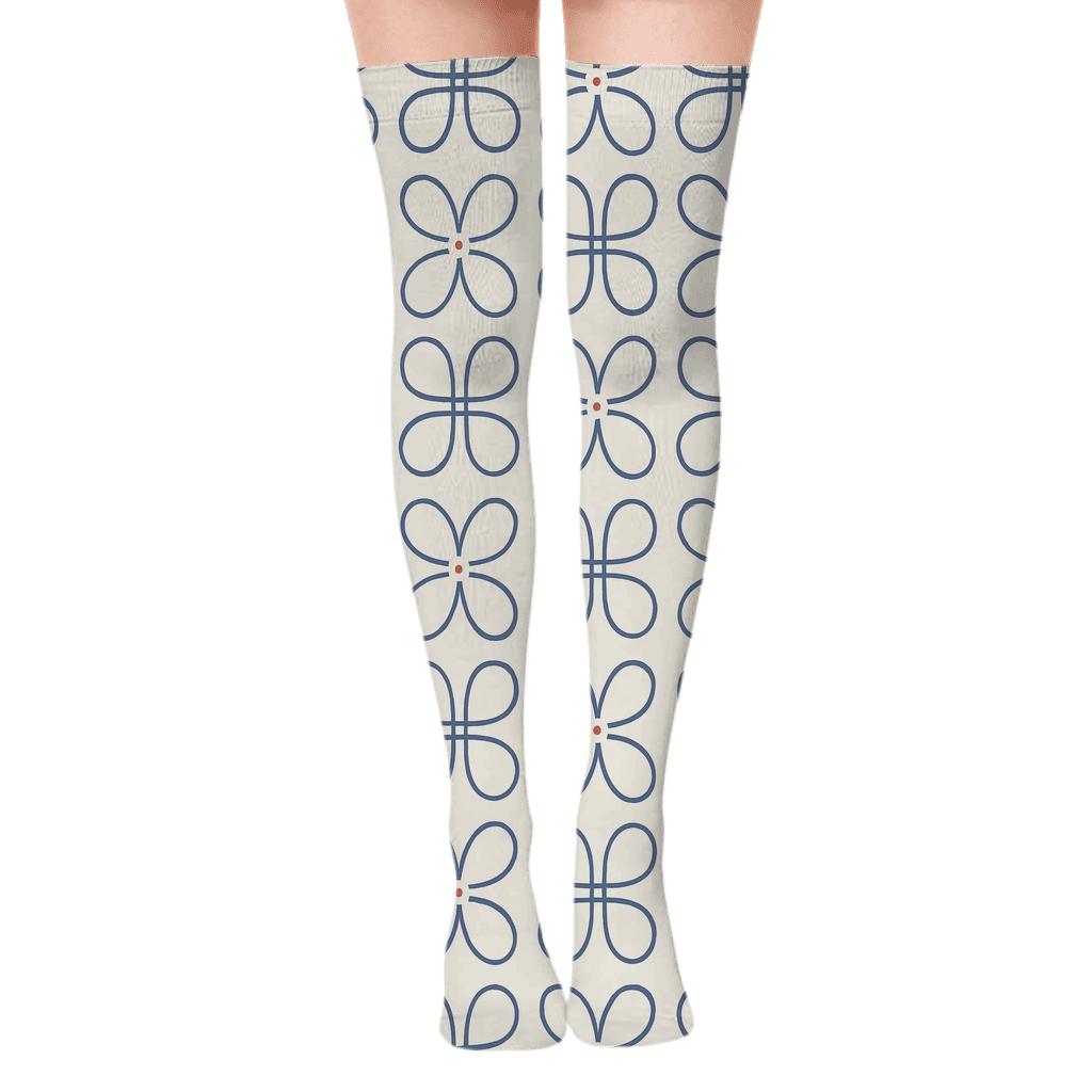 Mini Clover Loop Grid premium cozy over-the-knee socks