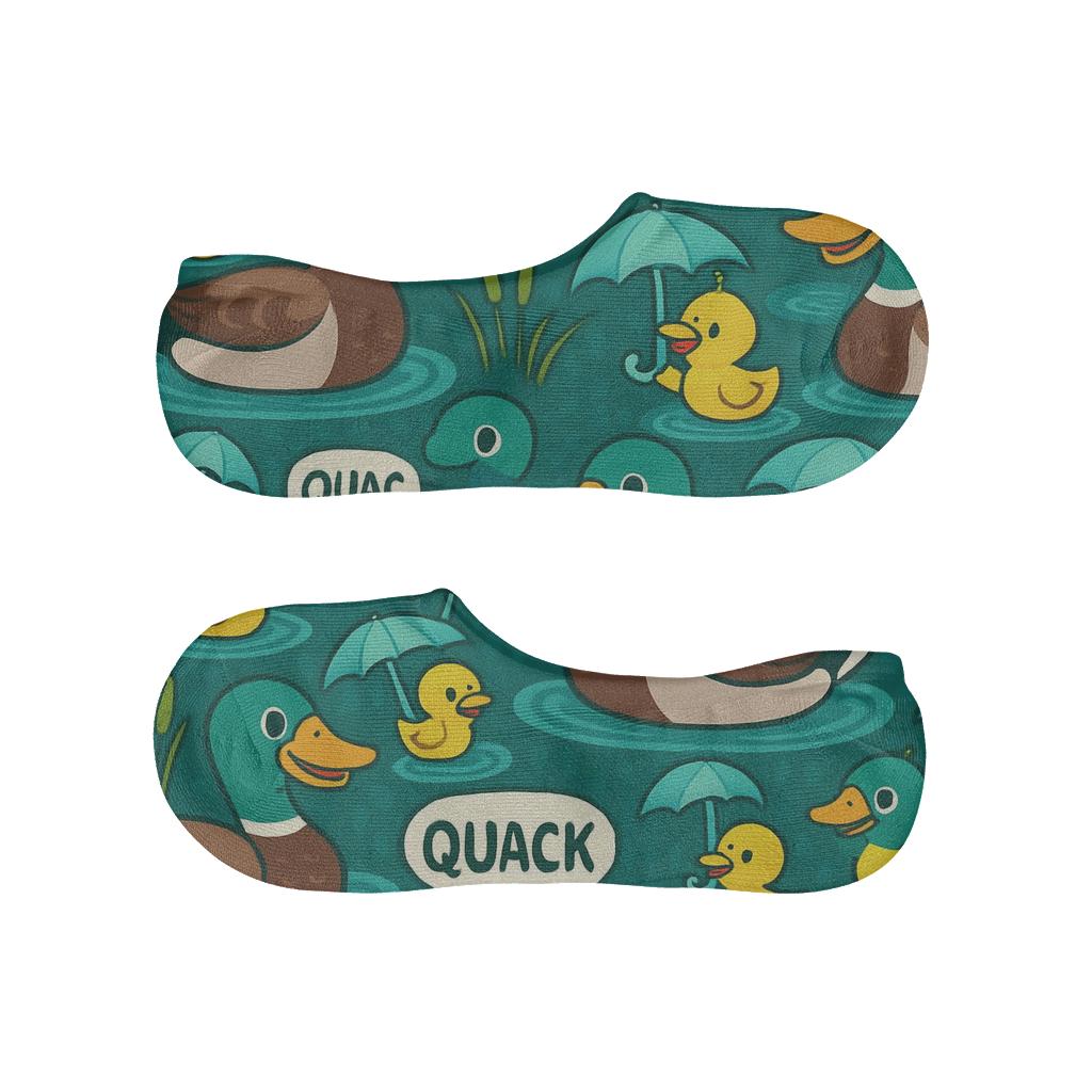 Pond Ripple Parade Duck Pattern soft cotton no-show socks