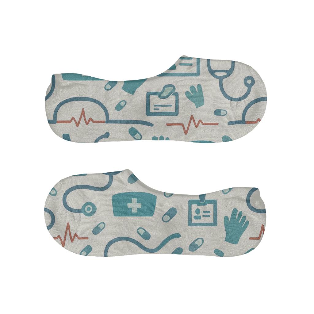 Nurse Stethoscope Loop Border Bands soft cotton no-show socks
