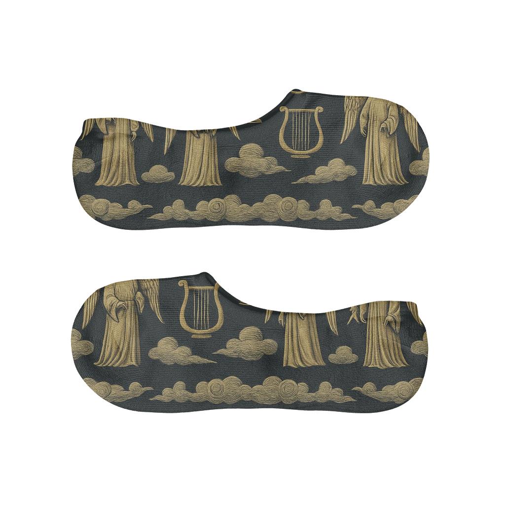 Angel Crowned Seraphs On Deep Navy personalized no-show socks
