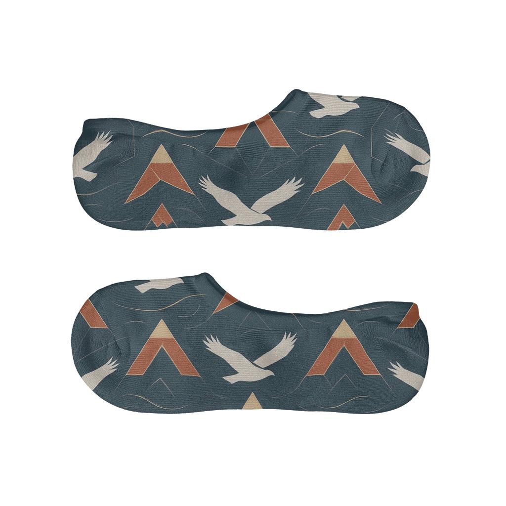 Mountain Lattice With Eagle Silhouettes Pattern soft cotton no-show socks