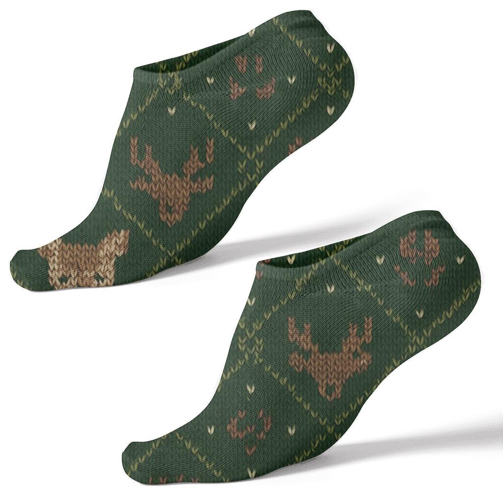 Deer Knit Illusion Antler Lattice unique graphic ankle socks