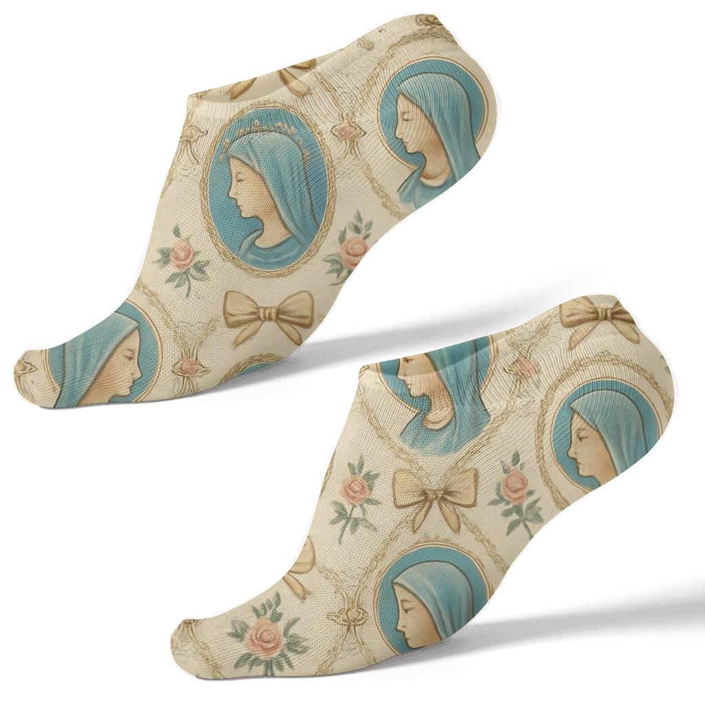 Cameo Lattice With Mary In Sky Blue unique graphic ankle socks
