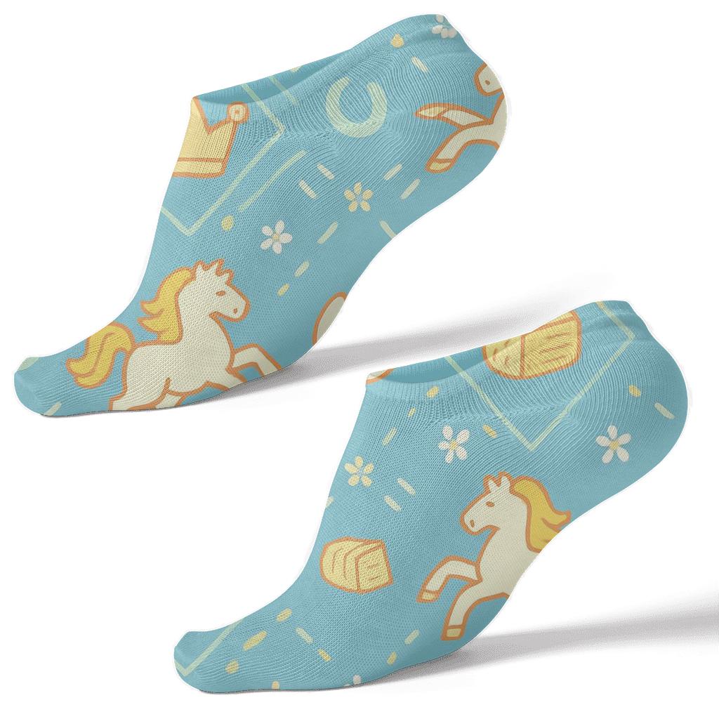 Pony Crown Meadow Tessellation designer print ankle socks
