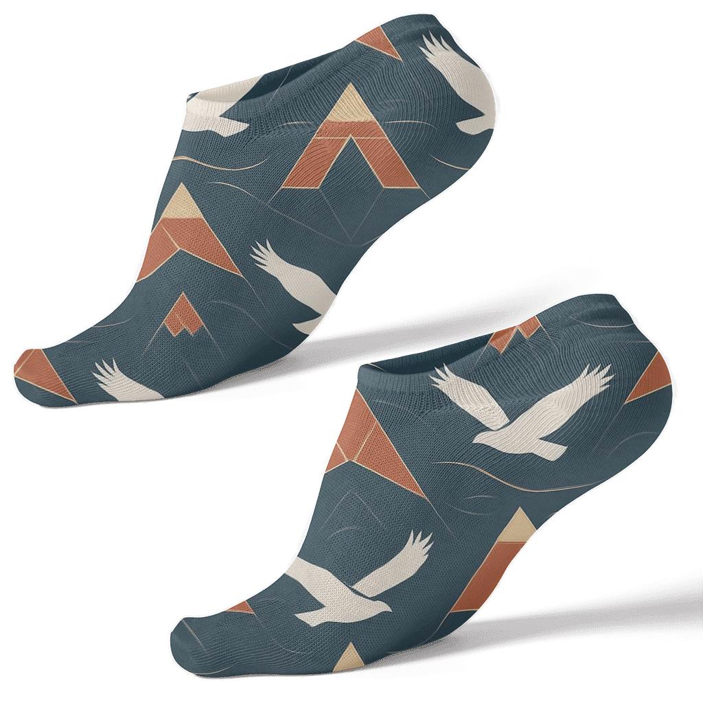 Mountain Lattice With Eagle Silhouettes Pattern soft everyday ankle socks
