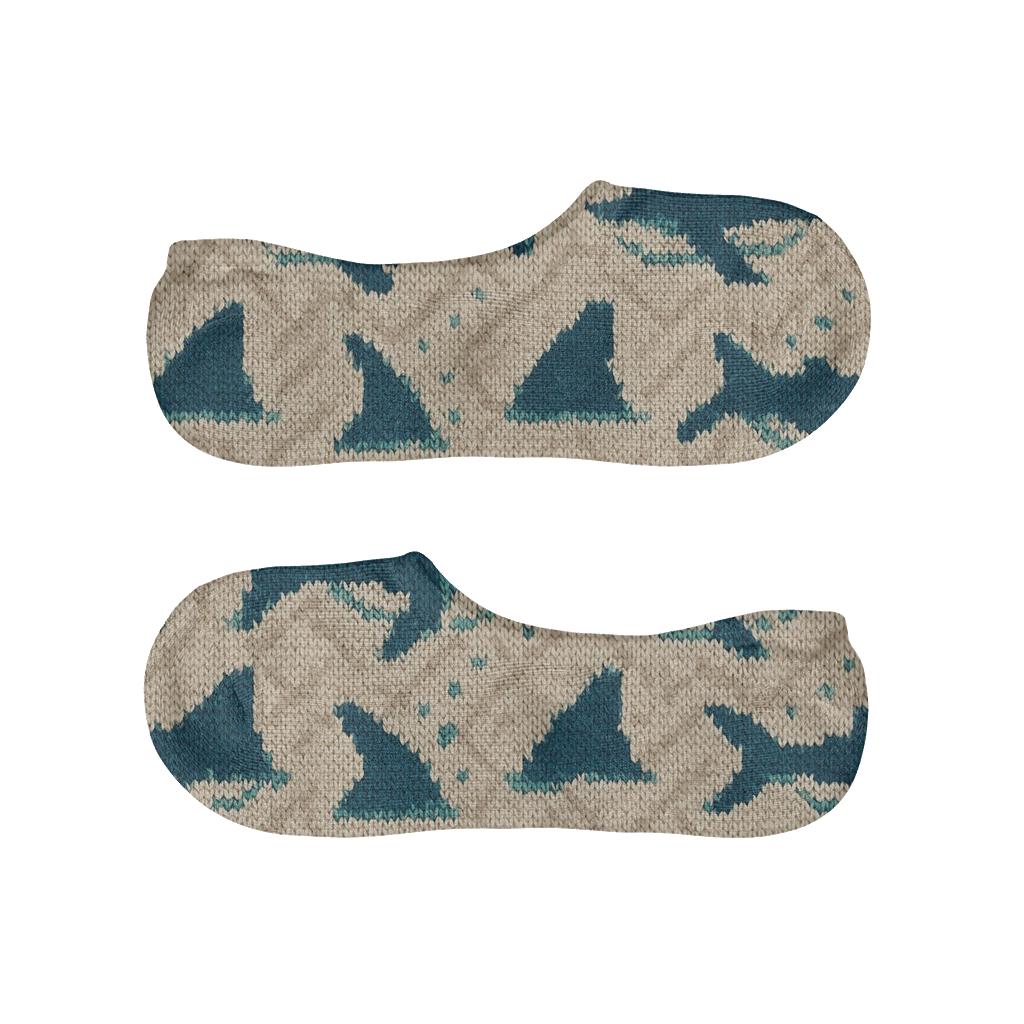 Knitted Wave Lattice Shark Pattern breathable seamless no-show sockscustom no-show socks