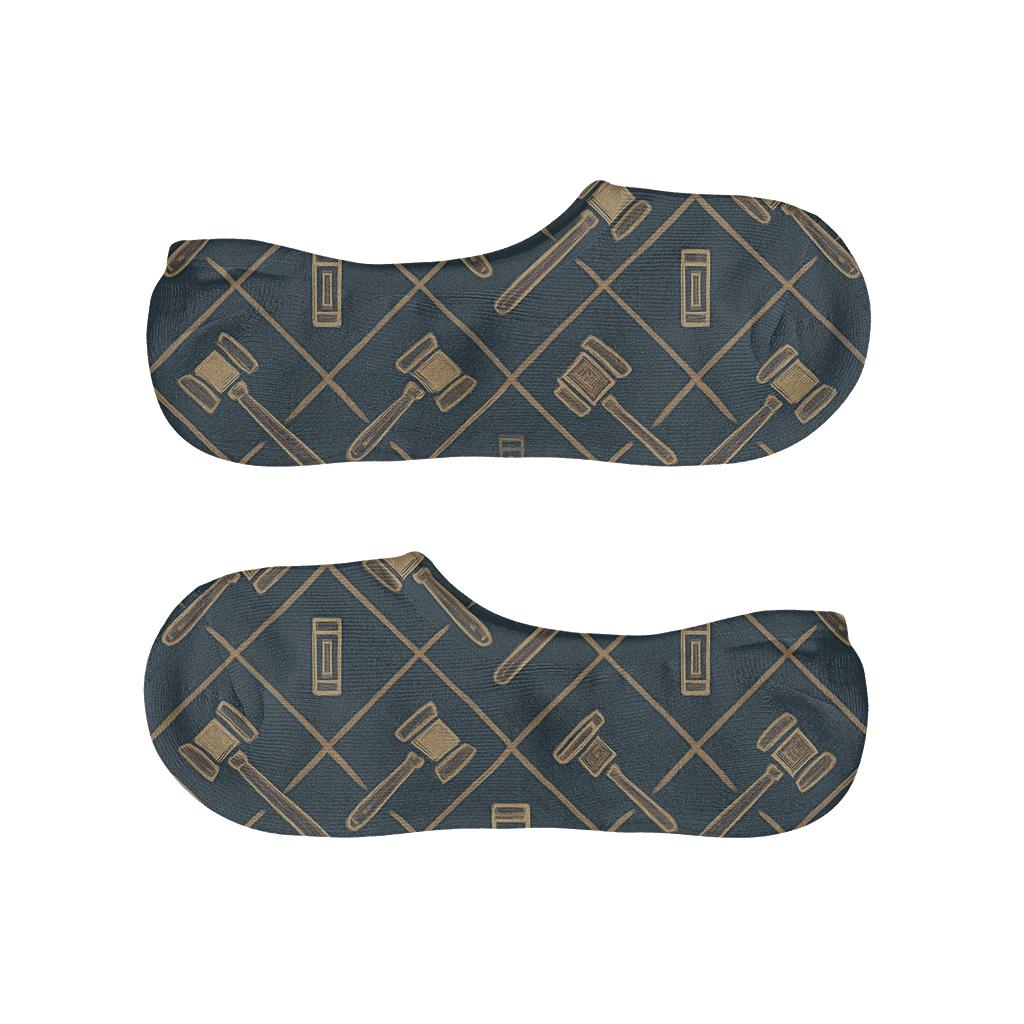 Navy Lawyer Gavel Lattice custom no-show socks