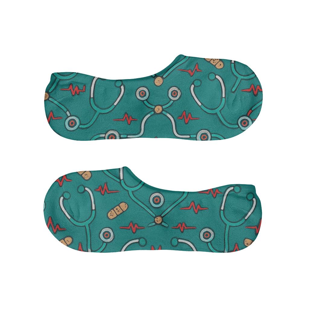 Doctor Stethoscope Lattice On Hospital Teal unique hidden socks