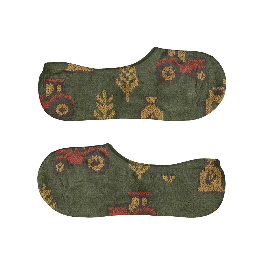 Farmer Tractor Knit Illusion Tessellation low cut no-show socks