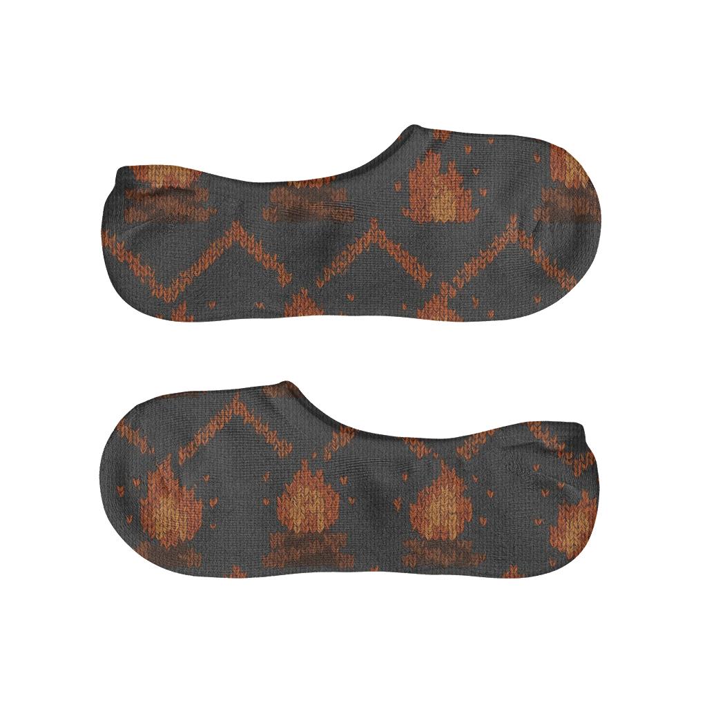 Heart Ember Bed Chevron On Charcoal Field soft cotton no-show socks