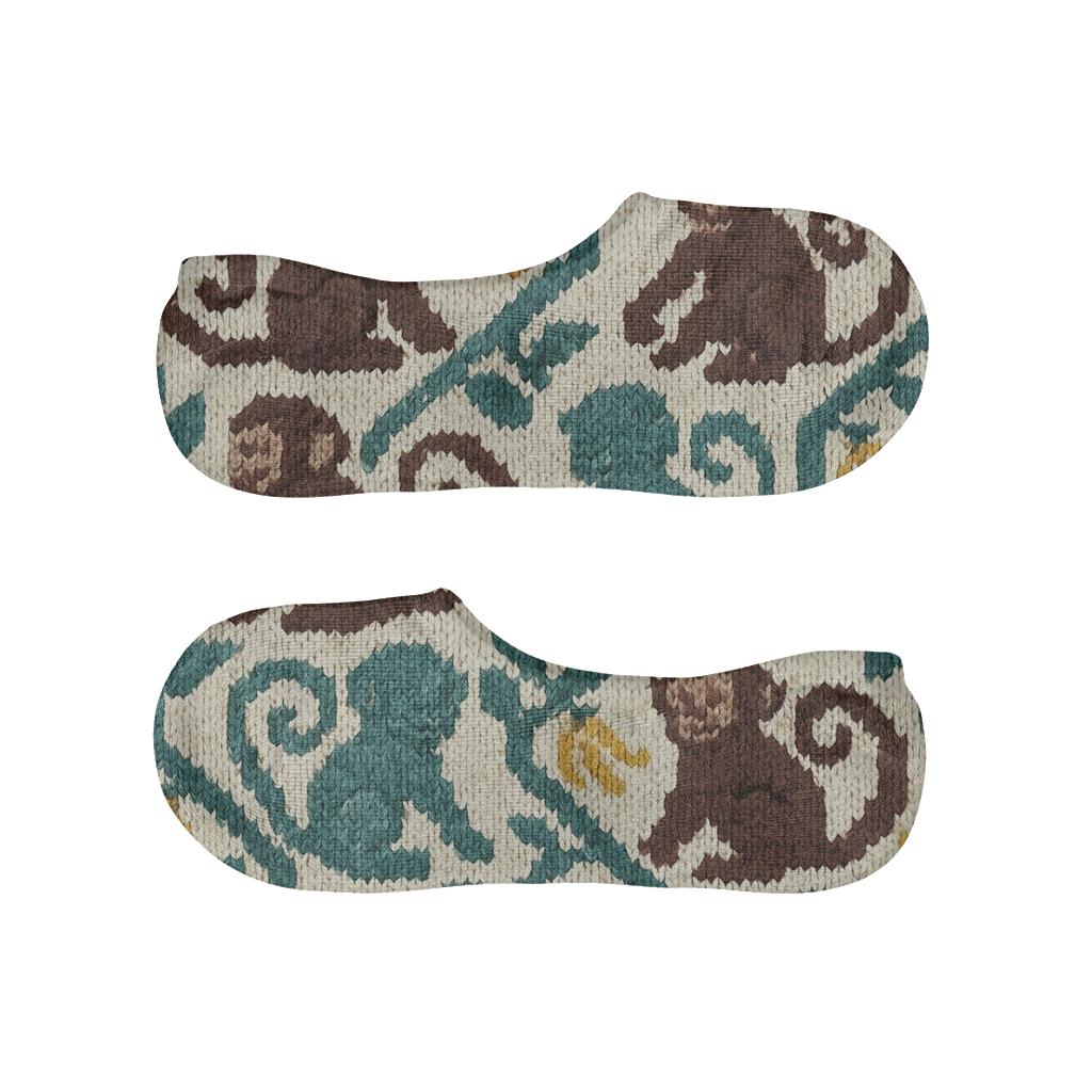 Knitted Illusion Jungle Vines With Monkey Parade personalized no-show socks