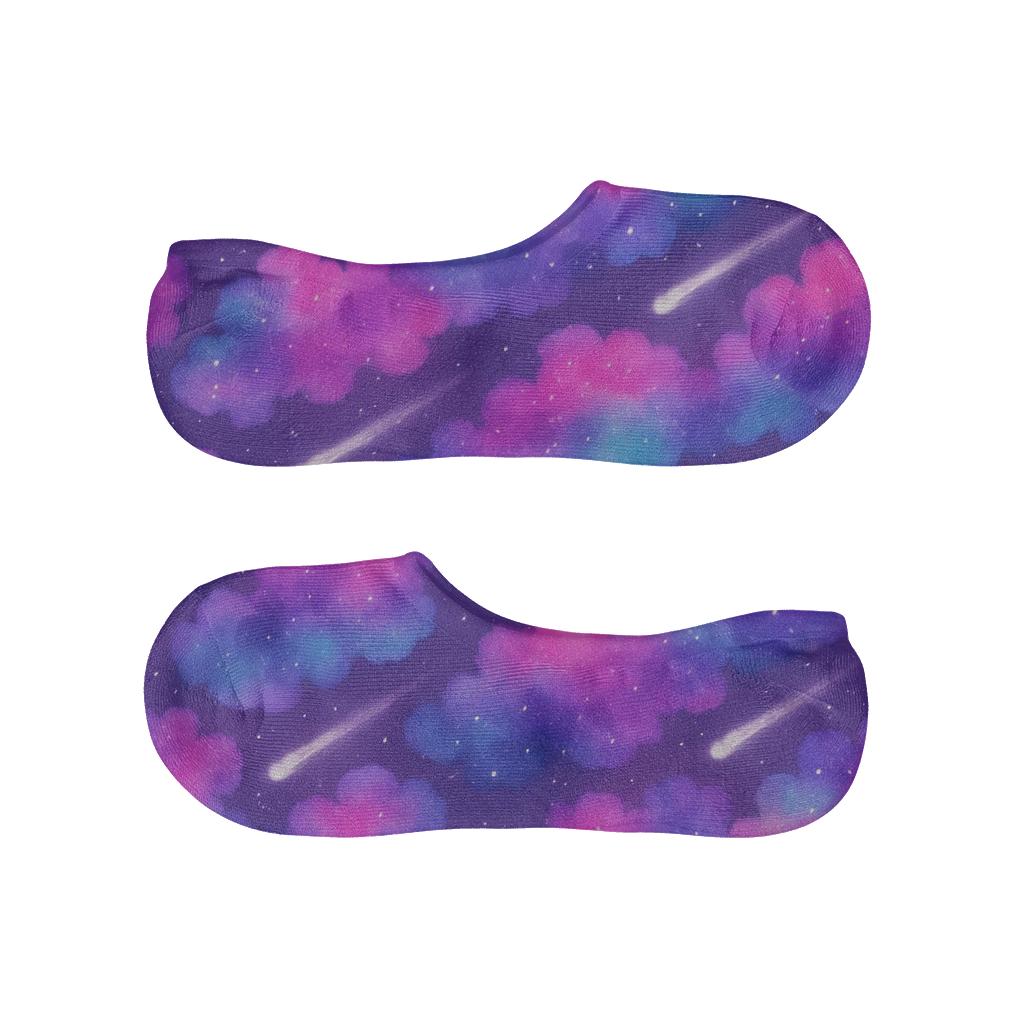 Nebula Gradient Comet Wave On Cosmic Purple anti-slip no-show socks