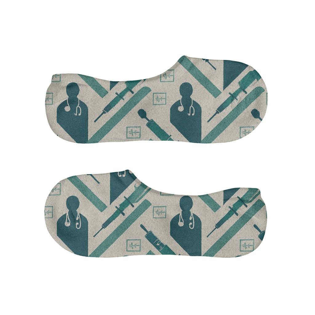 Syringe Chevron With Doctor Silhouettes soft cotton no-show socks