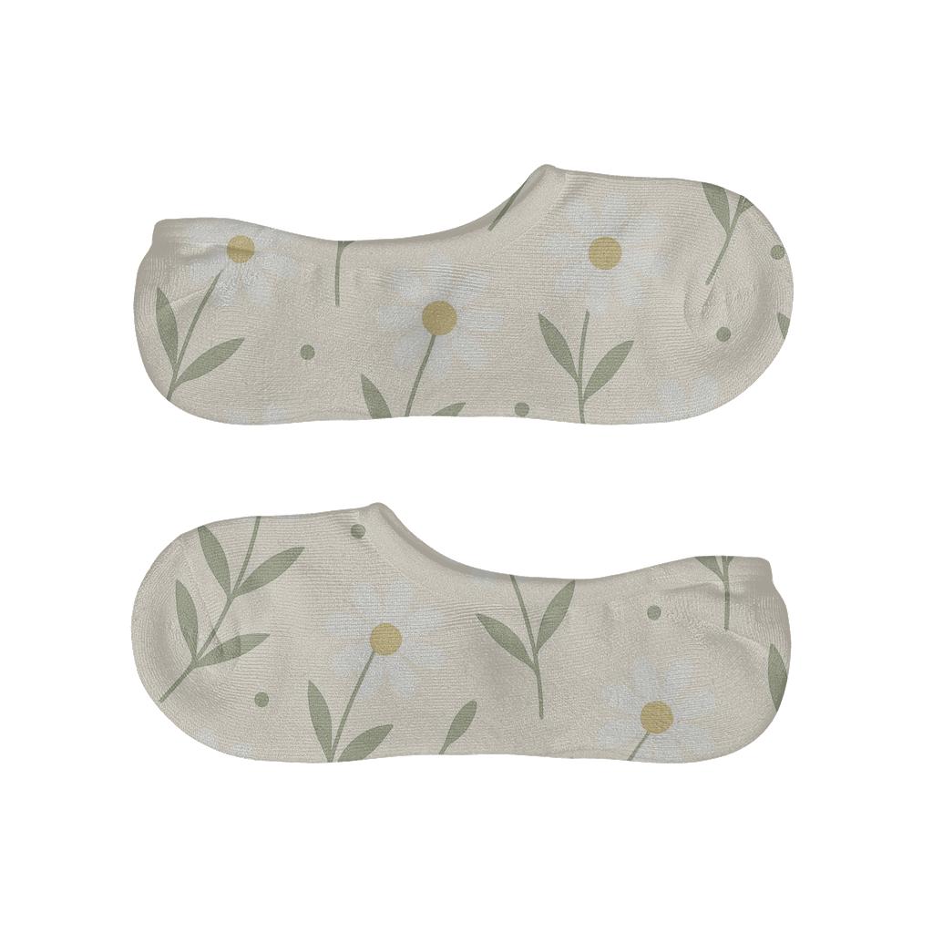 Sage Daisy Lattice Scatter On Warm Ivory Background personalized invisible socks