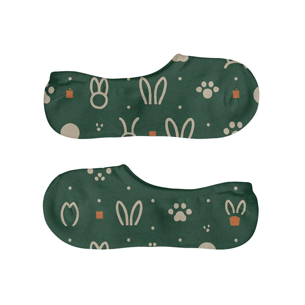 Meadow Grid With Rabbit Ear Icons anti-slip no-show socks