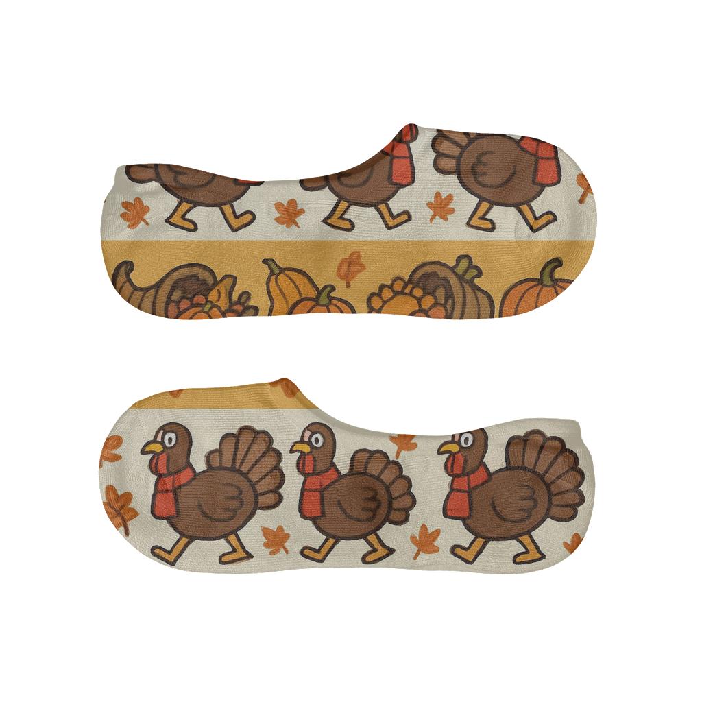 Cornucopia Parade With Turkey Motif Bands trendy no-show sock styles
