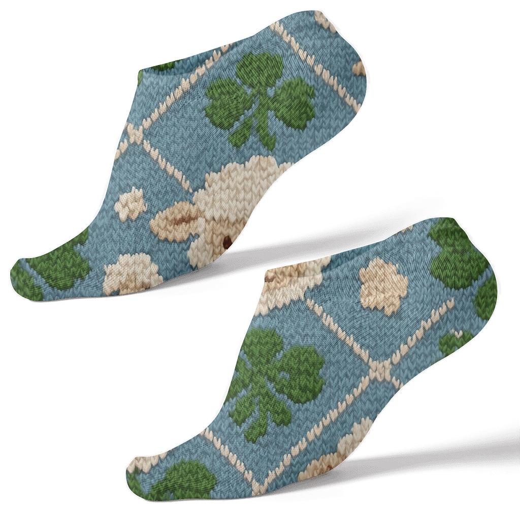Sheep Knit Illusion Clover Lattice custom ankle socks