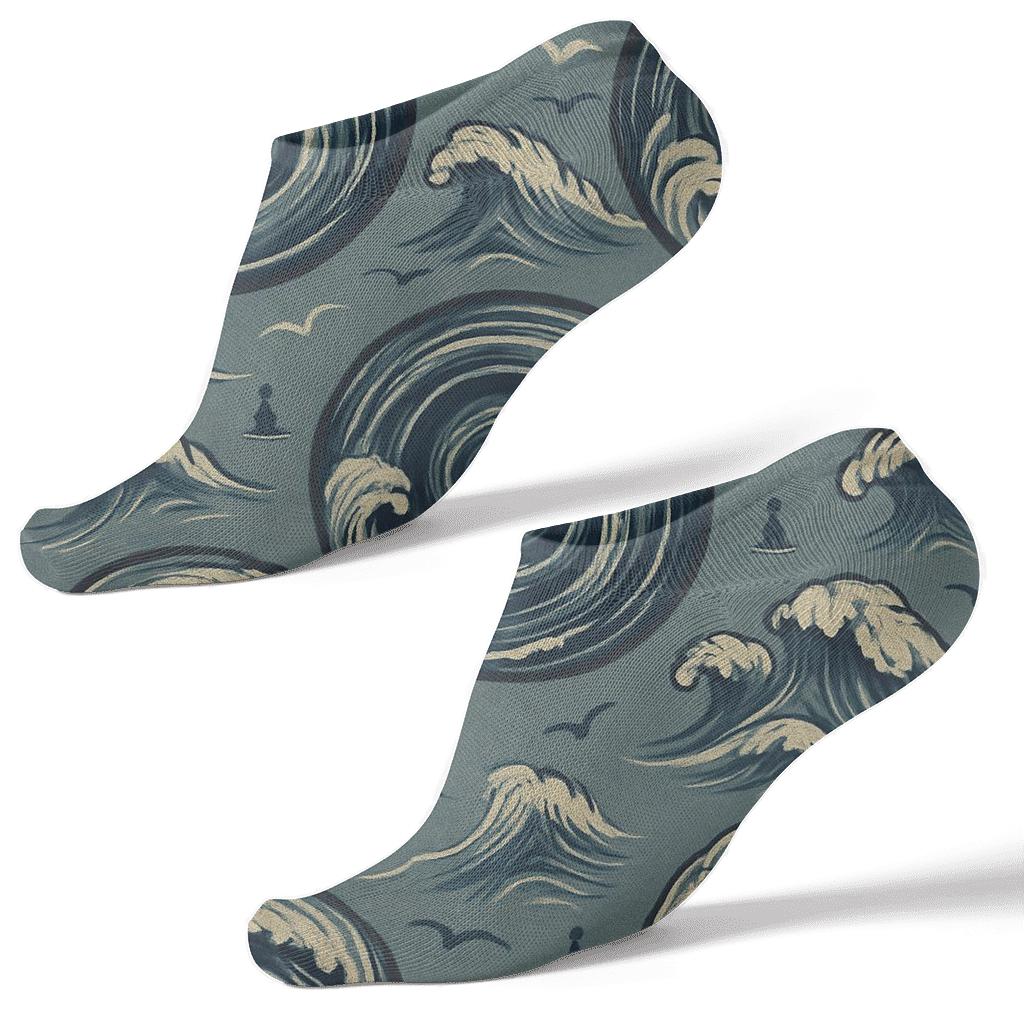 Storm Swell Whirlpool Medallion Tiles trendy patterned ankle socks