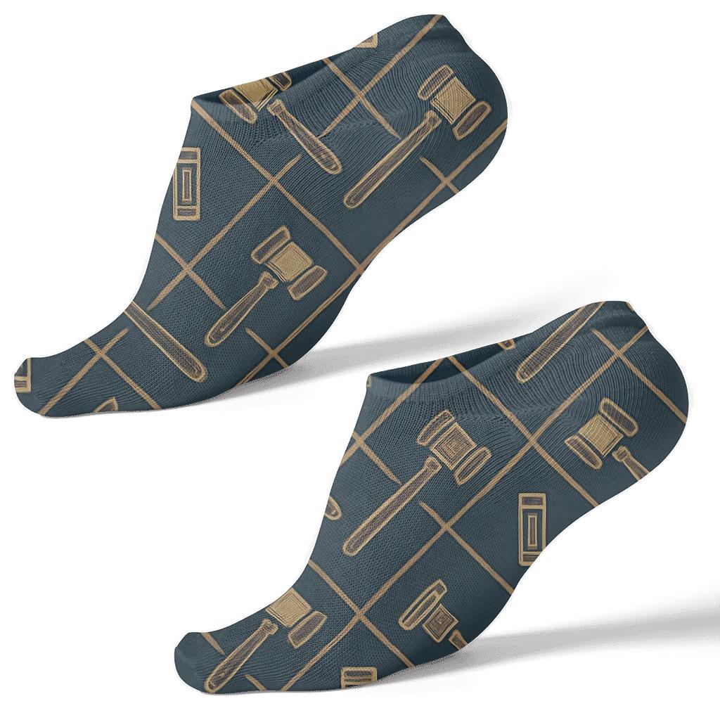Navy Lawyer Gavel Lattice unique graphic ankle socks