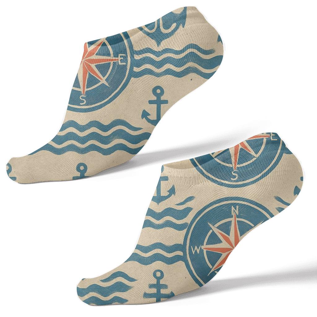 Compass Bands With Sailor Accents designer print ankle socks