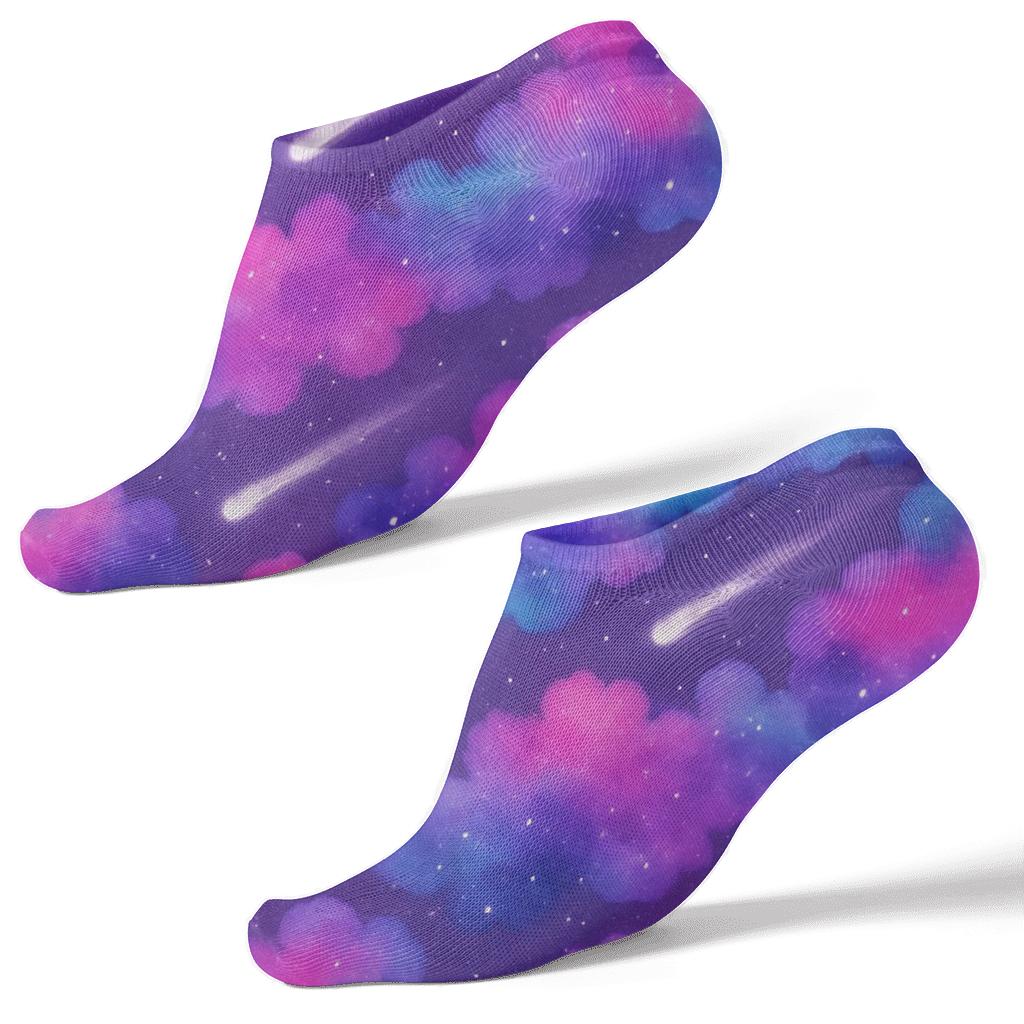 Nebula Gradient Comet Wave On Cosmic Purple trendy patterned ankle socks