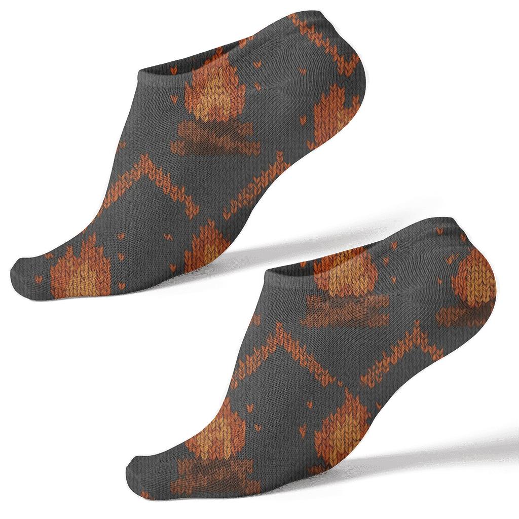 Heart Ember Bed Chevron On Charcoal Field unique graphic ankle socks