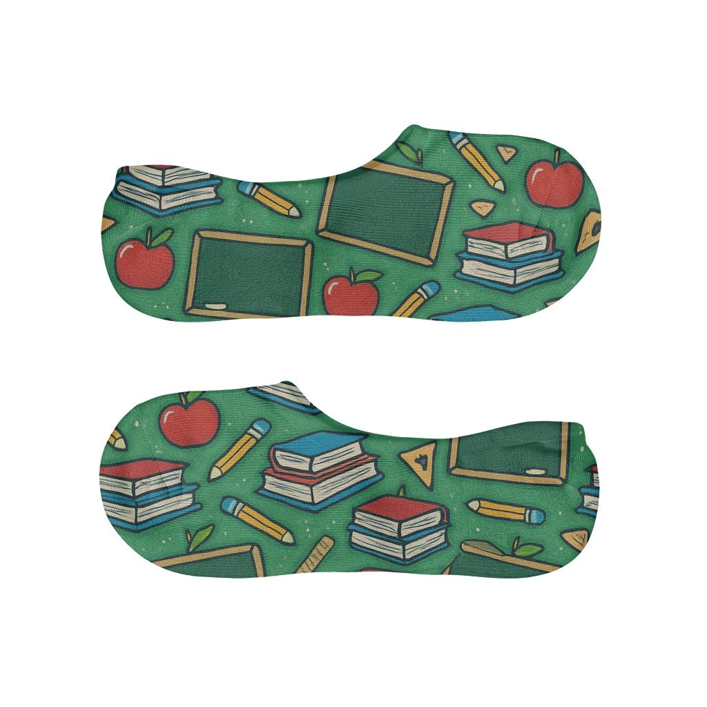 Tessellated Chalkboard Icons Teacher Pattern comfortable low-cut socks