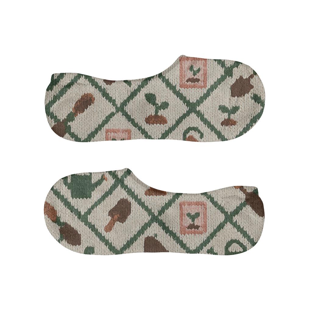 Knitted Trellis Gardener Pattern Illusion soft cotton no-show socks