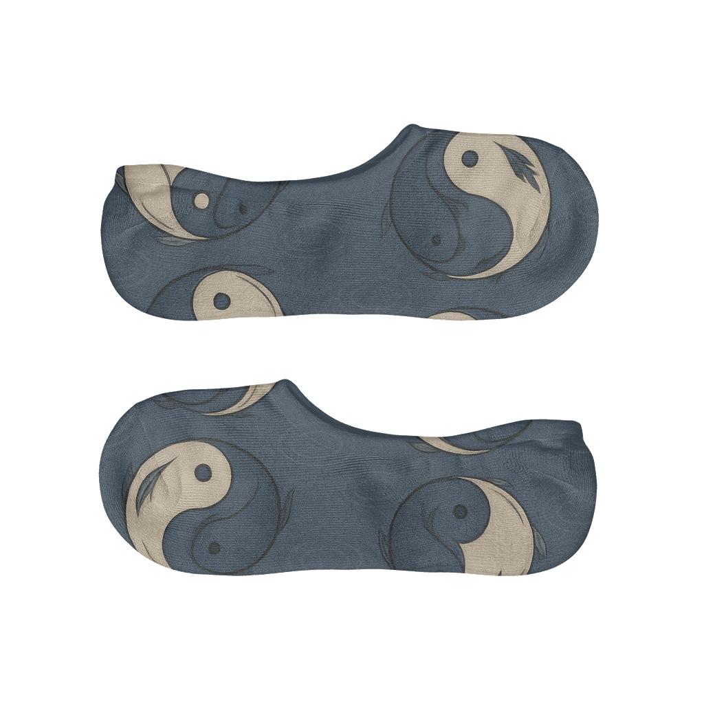 Indigo Koi Duality Spiral Tile designer print no-show socks