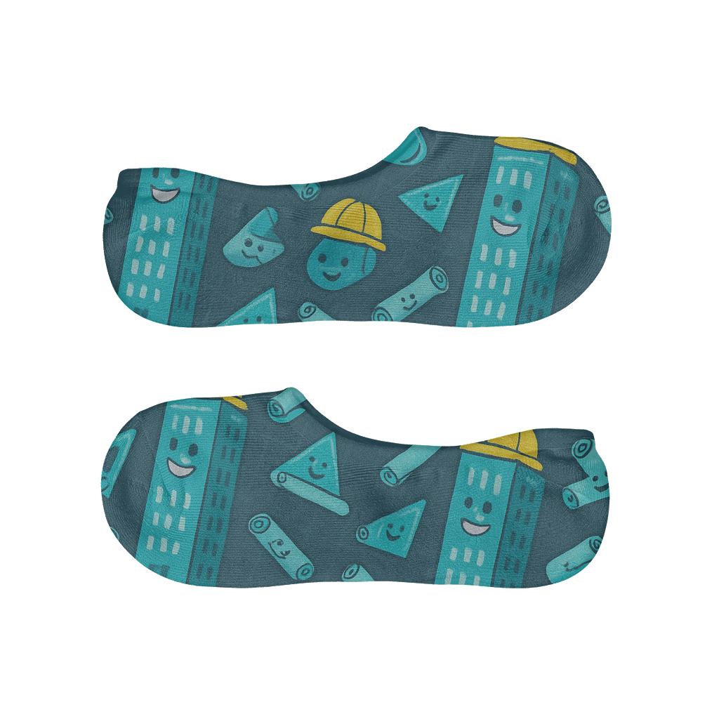 Blueprint Party With Architect Motifs custom no-show socks