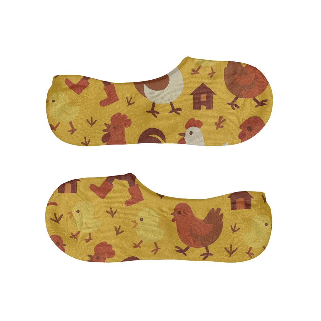 Barnyard Parade With Chicken Icons breathable seamless no-show sockscustom no-show socks