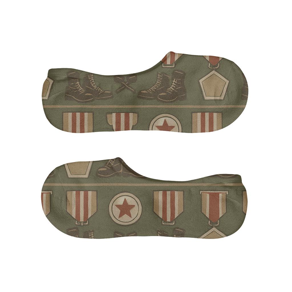 Vintage Parade Medals Pattern Soldier comfortable invisible socks