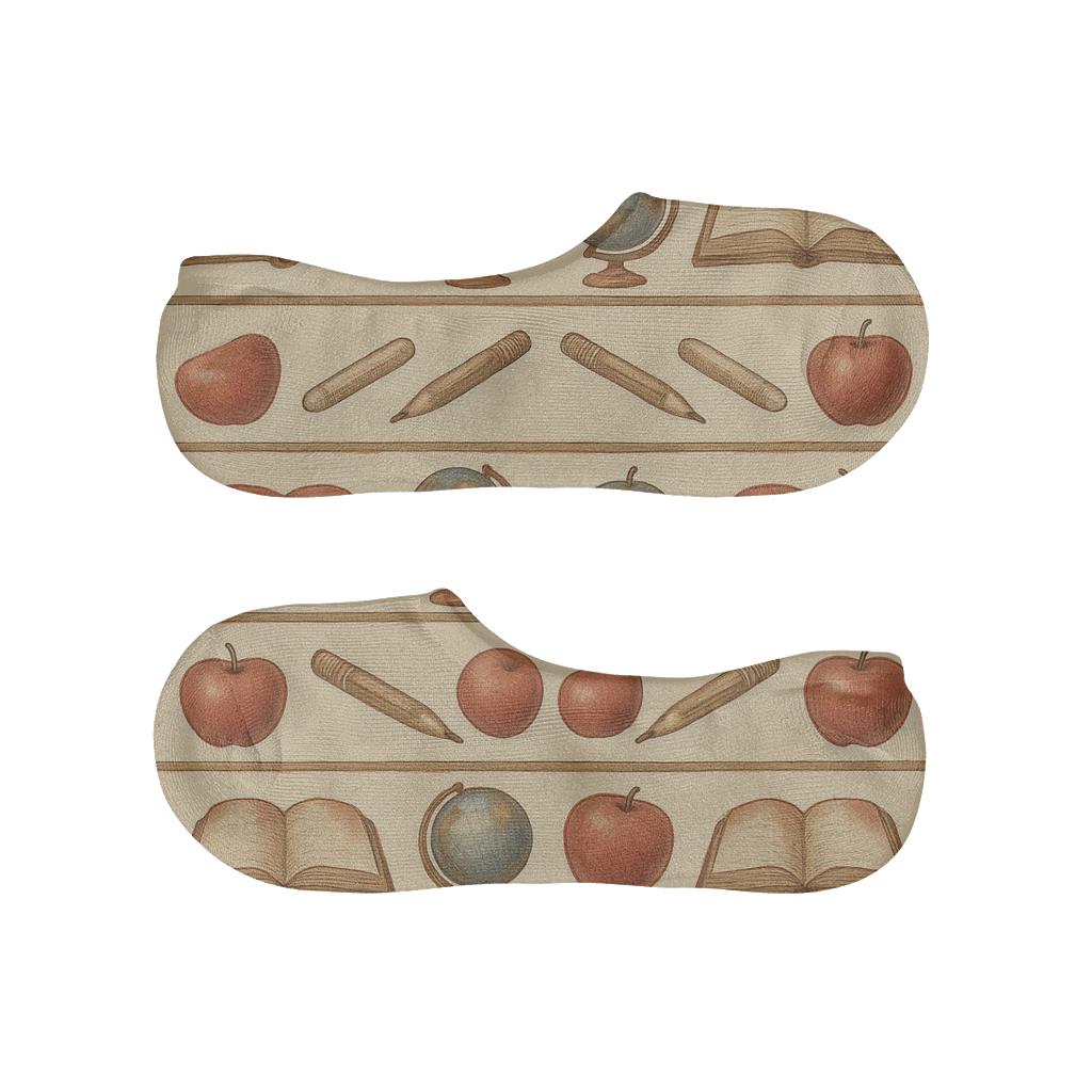 Vintage Classroom Poster Look With Teacher Supply Bands low cut no-show socks