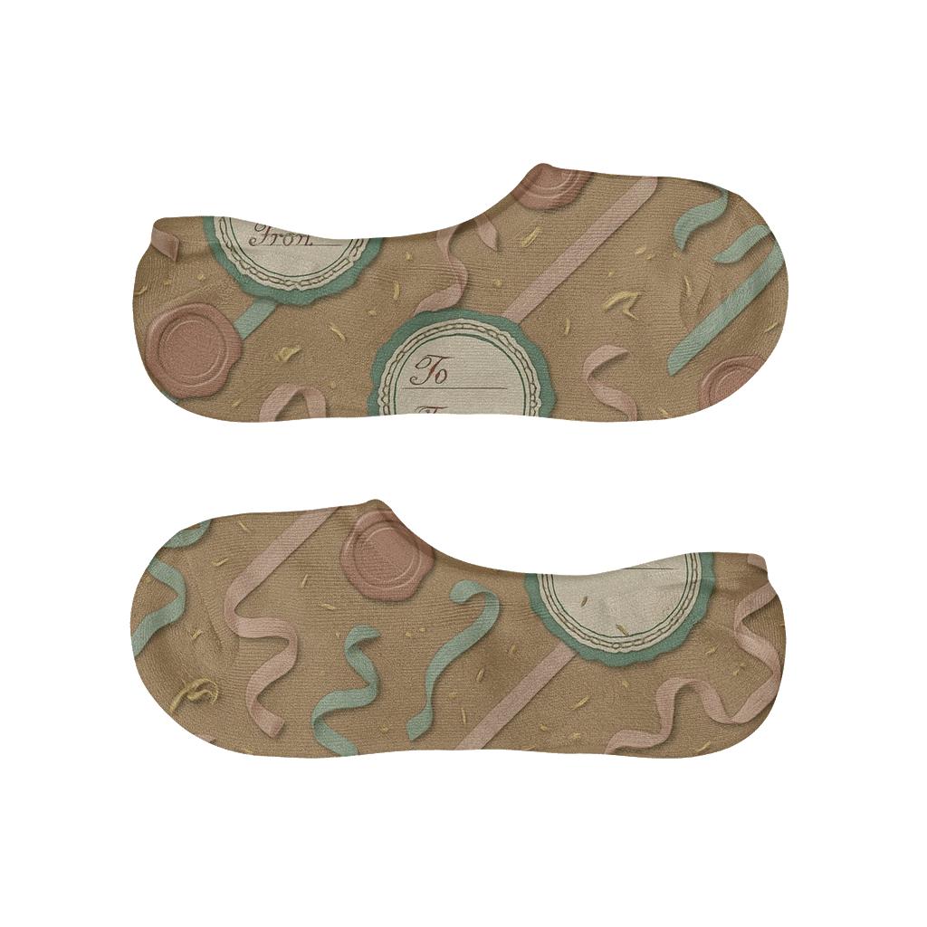 Gift Tag Medallions With Presents Accents On Kraft Brown trendy no-show sock styles