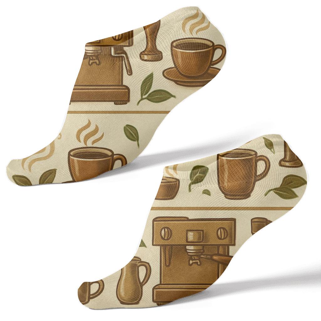 Cafe Collage Barista Pattern Bands premium sports ankle socks